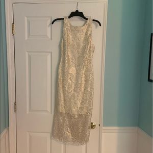 Size XS Gold/White Lacey Tight Dress